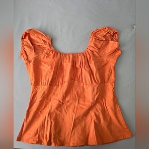 Pinup Girl Clothing Peasant Top in Orange